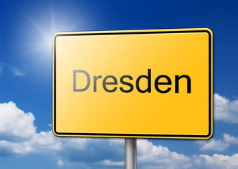 Wilkommen in Dresden Schild Hintergrund