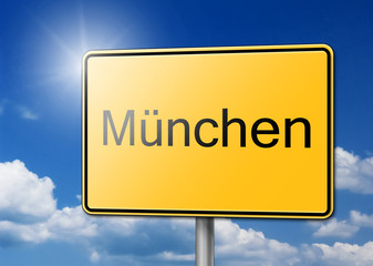 Obraz premium Willkommen in München Schild Hintergrund