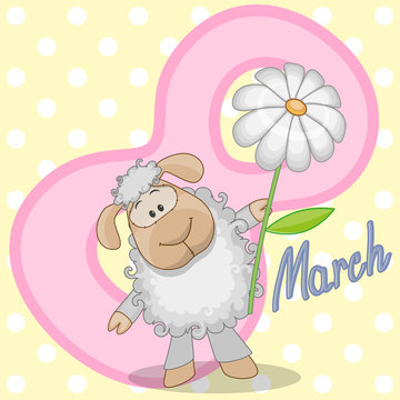 Sheep with flower