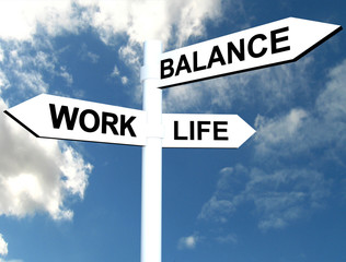 Work Life Balance road direction sign