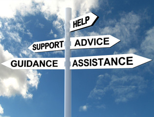 Help Support road direction sign