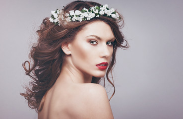 Glamour portrait of beautiful woman model