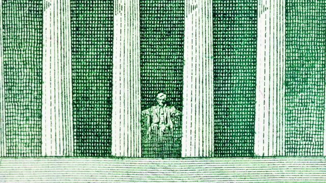Lincoln Memorial Five Dollar Bill Macro Zoom