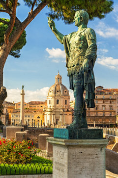 Bronze statue of the emperor Nerva in Rome