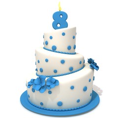 Birthday cake with number eight