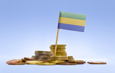 Flag of Gabon in a stack of coins.(series)