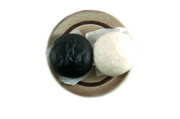 Steamed dumplings on isolated white background