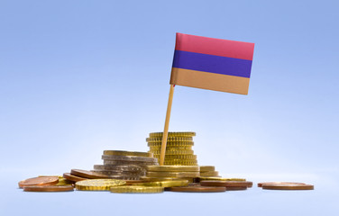 Flag of Armenia in a stack of coins.(series)