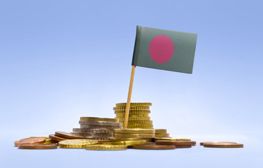 Flag of Bangladesh in a stack of coins.(series)