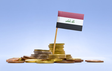 Flag of Iraq in a stack of coins.(series)