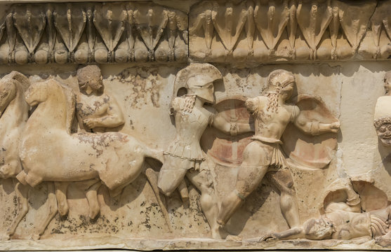 Ancient Greek Temple Frieze detail, Delhpi, Greece