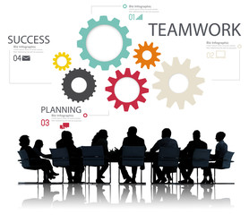 Fototapeta premium Teamwork Team Group Gear Partnership Cooperation Concept