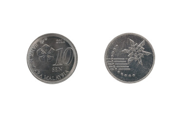 Ten Malaysia cents coin © Elena Odareeva