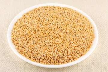 Plate of Toor dal,lentils .Selective focus
