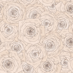 Seamless vector pattern with beautiful roses. Shading graphics. Can be used for pattern fills, wallpapers, web page, surface textures