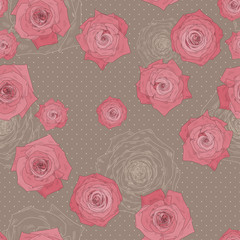 Seamless vector pattern with beautiful roses. Shading graphics. Can be used for pattern fills, wallpapers, web page, surface textures