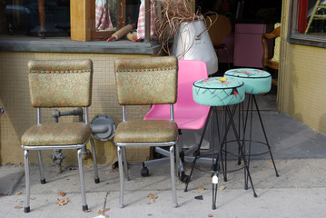 old chairs outside shop