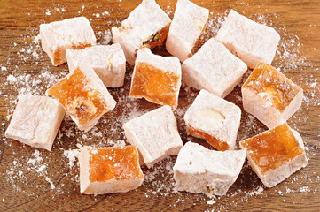 Turkish delight (lokum) with pistachios, almonds and nuts