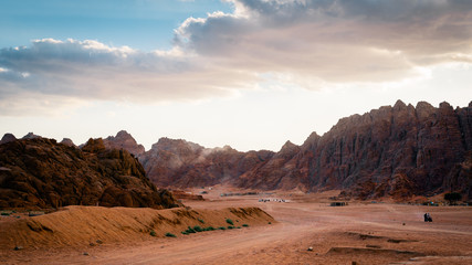 Desert with mountains at sunset. Egypt.