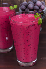 Frozen black currant milkshakes with mint