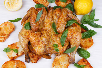 Chicken on Bread With Herbs and Lemon
