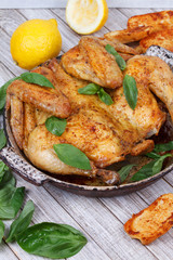 Chicken on Bread With Herbs and Lemon