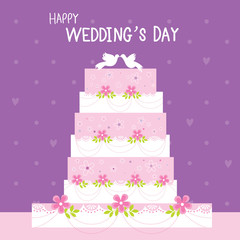Cake Wedding Flower Sweet cute cartoon Vector