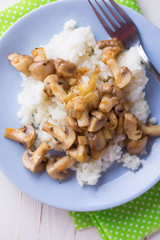 Fried  mushrooms and rice