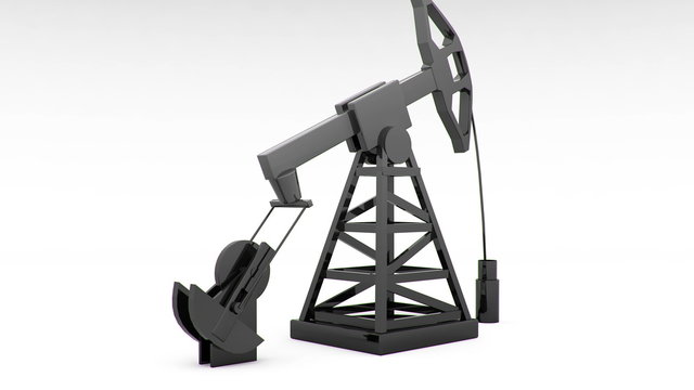 silhouette of working oil pump on white background