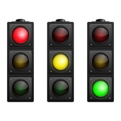 Set of Vector Traffic Lights isolated on white