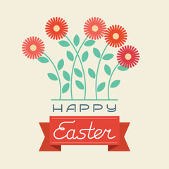 Happy Easter card with lettering and flowers