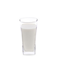 a glass of milk on white background