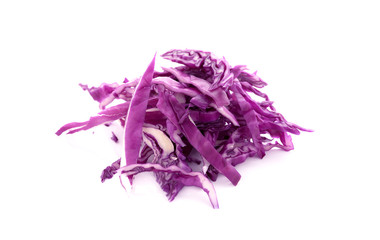 sliced red cabbage on white background