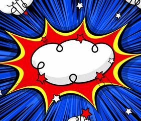 Retro Comic Clouds Burst Stars Backdrop