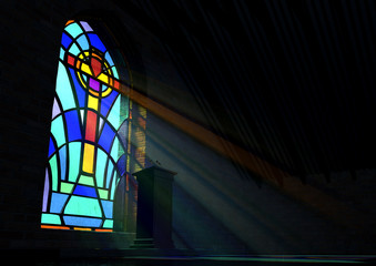 Stained Glass Window Church - obrazy, fototapety, plakaty