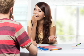 Young students multi etnic discussing