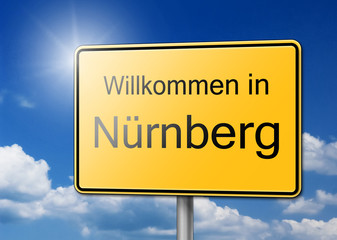 Willkommen in Nürnberg Schild Hintergrund