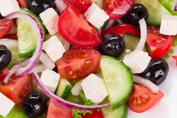 Greek salad in plate.