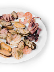 Mixed seafood plate.