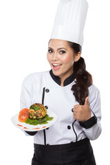 beauty woman Chef presenting
