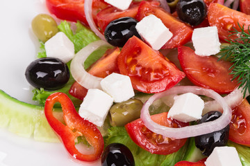 Greek salad in plate.