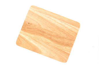 Wooden chopping board on white background