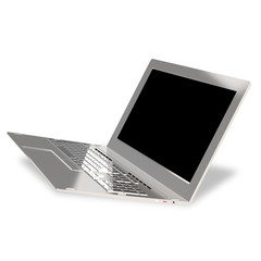 Modern laptop closeup on white background