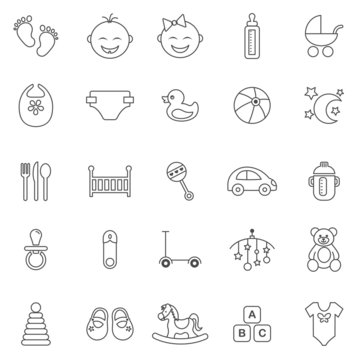 Baby line icons set.Vector