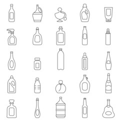 Bottle line icons set.Vector