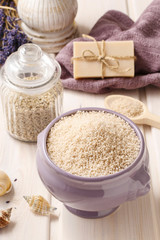 Bowl of lavender sea salt