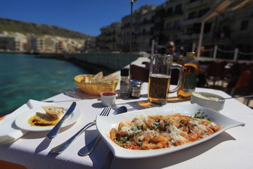 Italian dinner with pasta