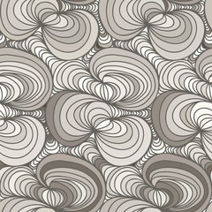 Vector seamless wave background of doodle drawn lines