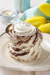 Meringue (pavlova cake) with chocolate