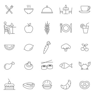 Eating line icons set.Vector